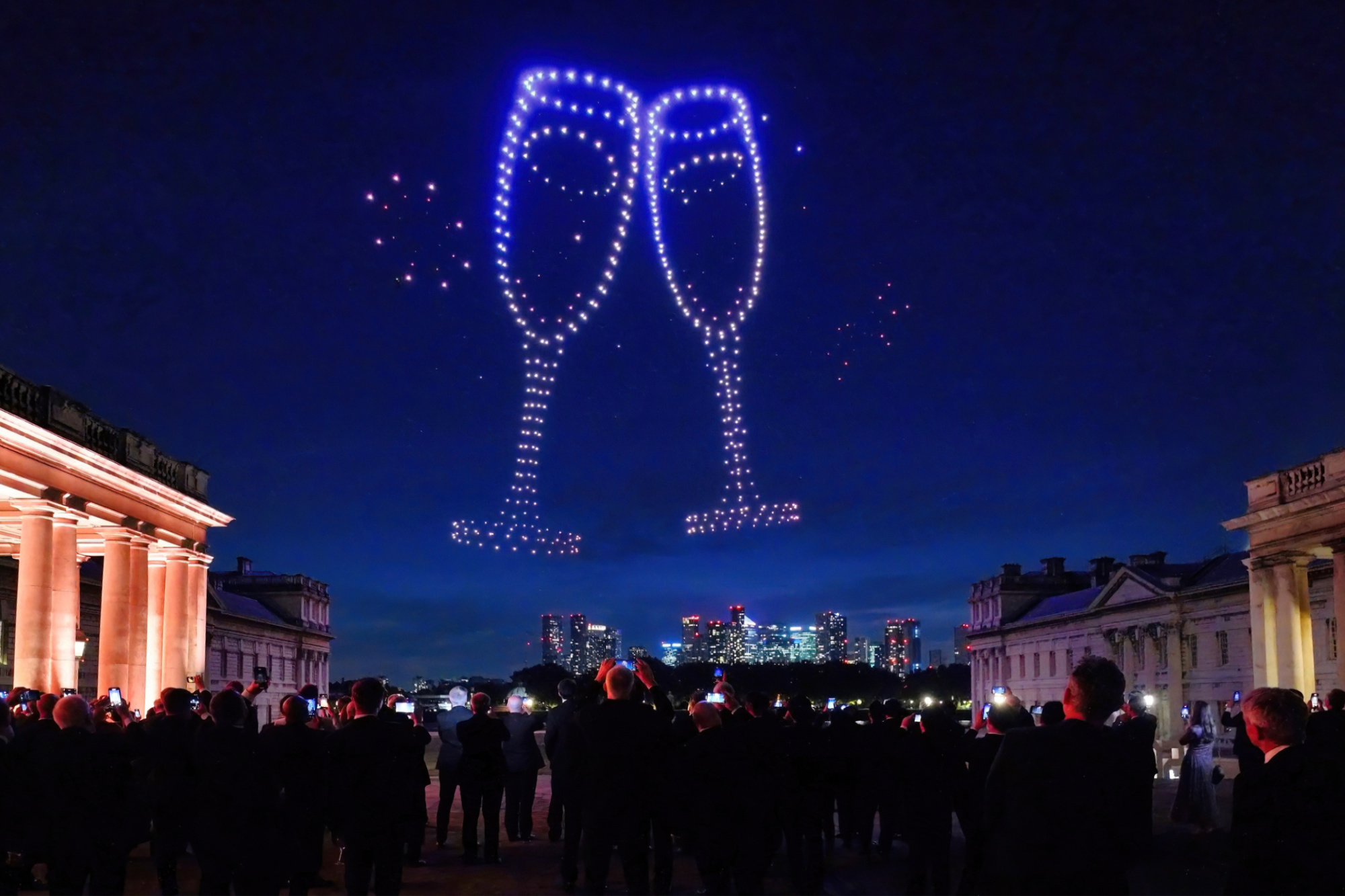 Guests gathered along the Thames for the drone display finale
